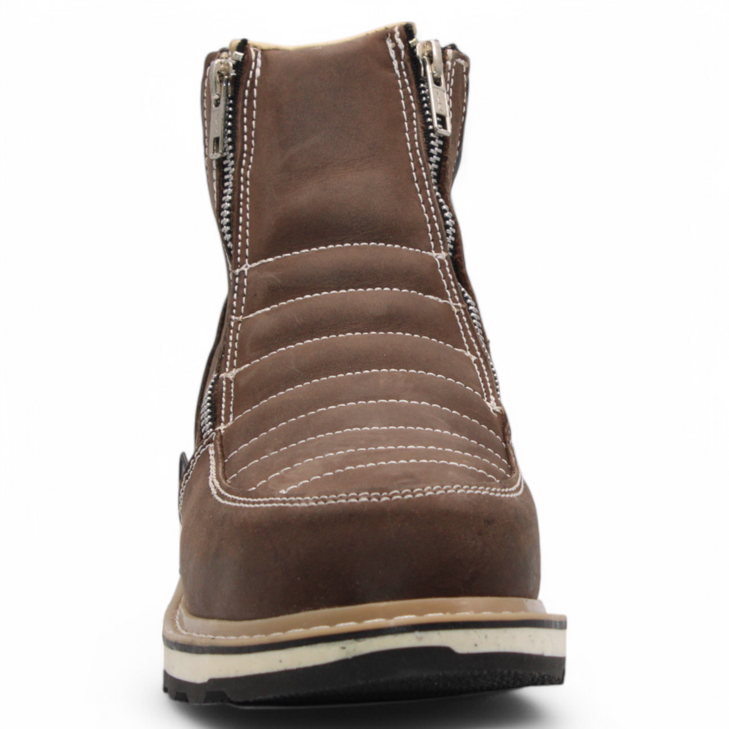 Men’s Double Zipper Leather Work Shoe – Round Toe | Soft Toe | Rubber Sole