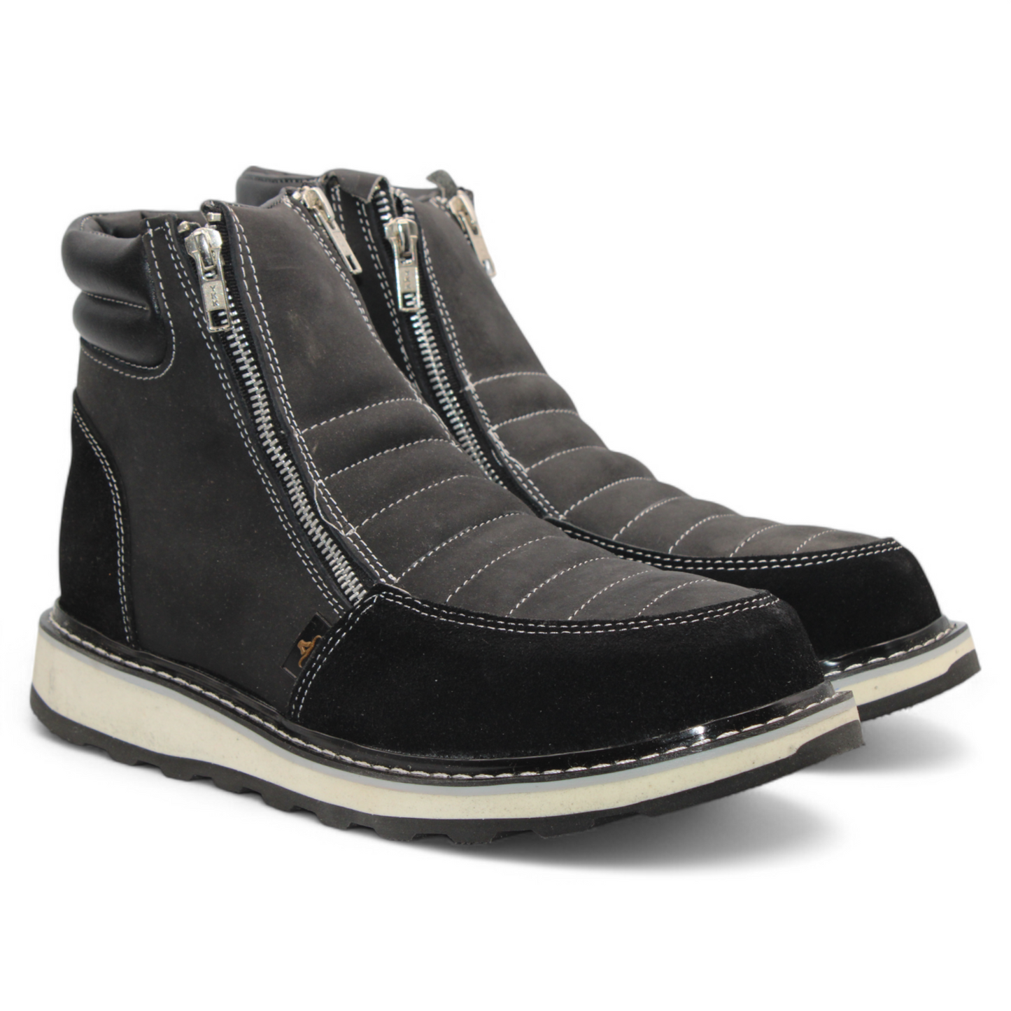 Men’s Double Zipper Leather Work Shoe – Round Toe | Soft Toe | Rubber Sole