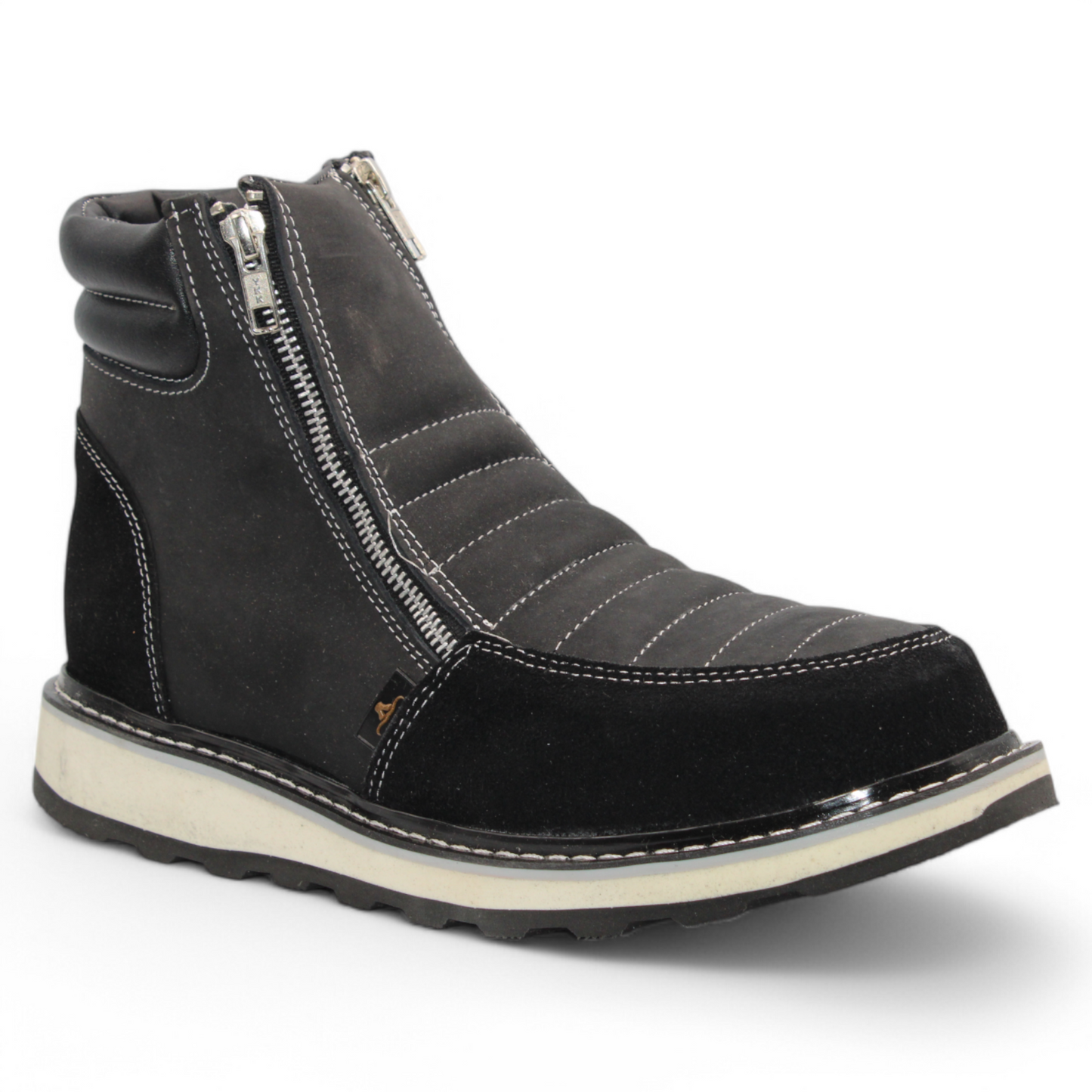 Men’s Double Zipper Leather Work Shoe – Round Toe | Soft Toe | Rubber Sole