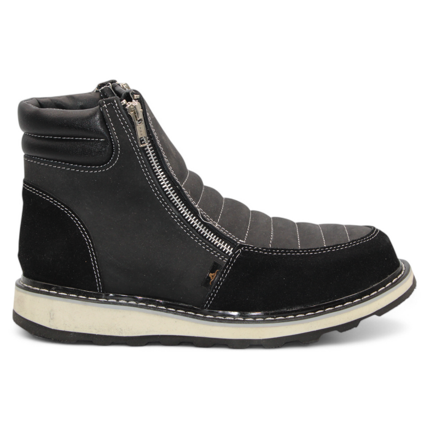 Men’s Double Zipper Leather Work Shoe – Round Toe | Soft Toe | Rubber Sole