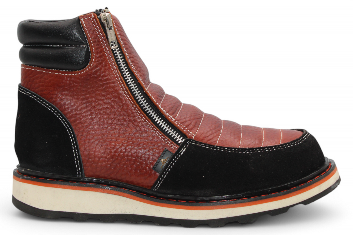Men’s Double Zipper Leather Work Shoe – Round Toe | Soft Toe | Rubber Sole | Shedron