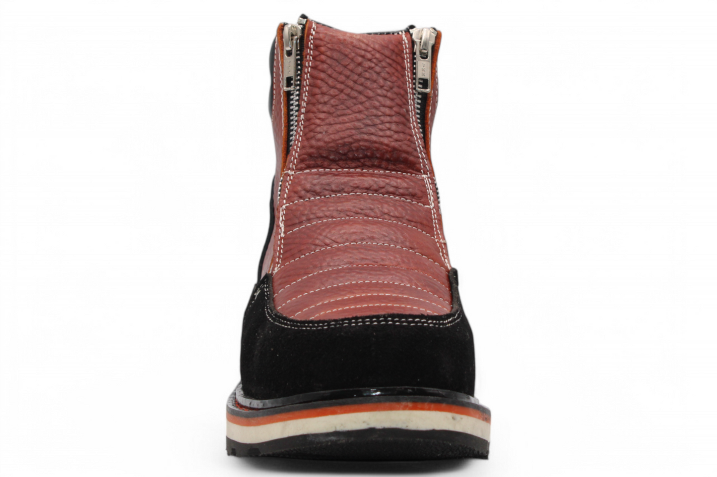Men’s Double Zipper Leather Work Shoe – Round Toe | Soft Toe | Rubber Sole | Shedron