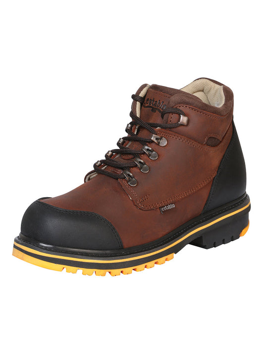 Establo Men's Work Ankle Boot - Black/Brown  Lace-Up 10848