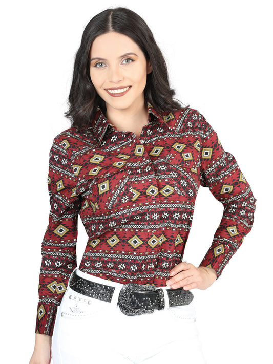 Casual Long-Sleeve Shirt by El General Burgundy 44407