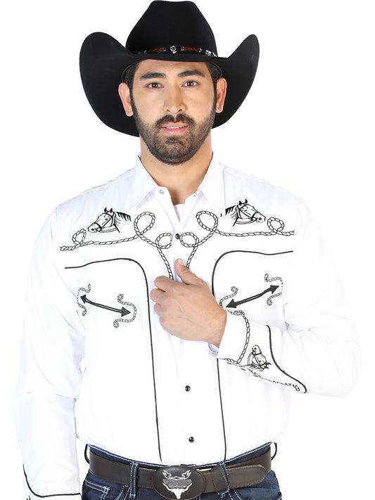 El Señor de los Cielos Embroidery Shirt  White/Black 126715