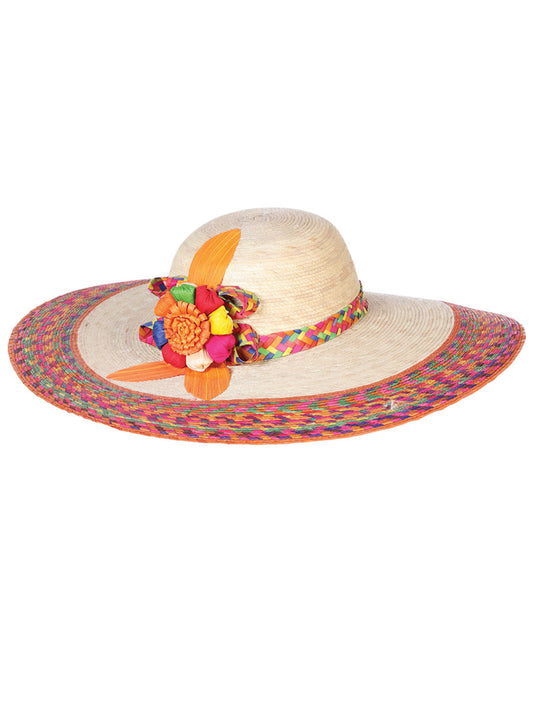Artisanal Mexican Decorated Hat 100% Palm Multicolor 602596