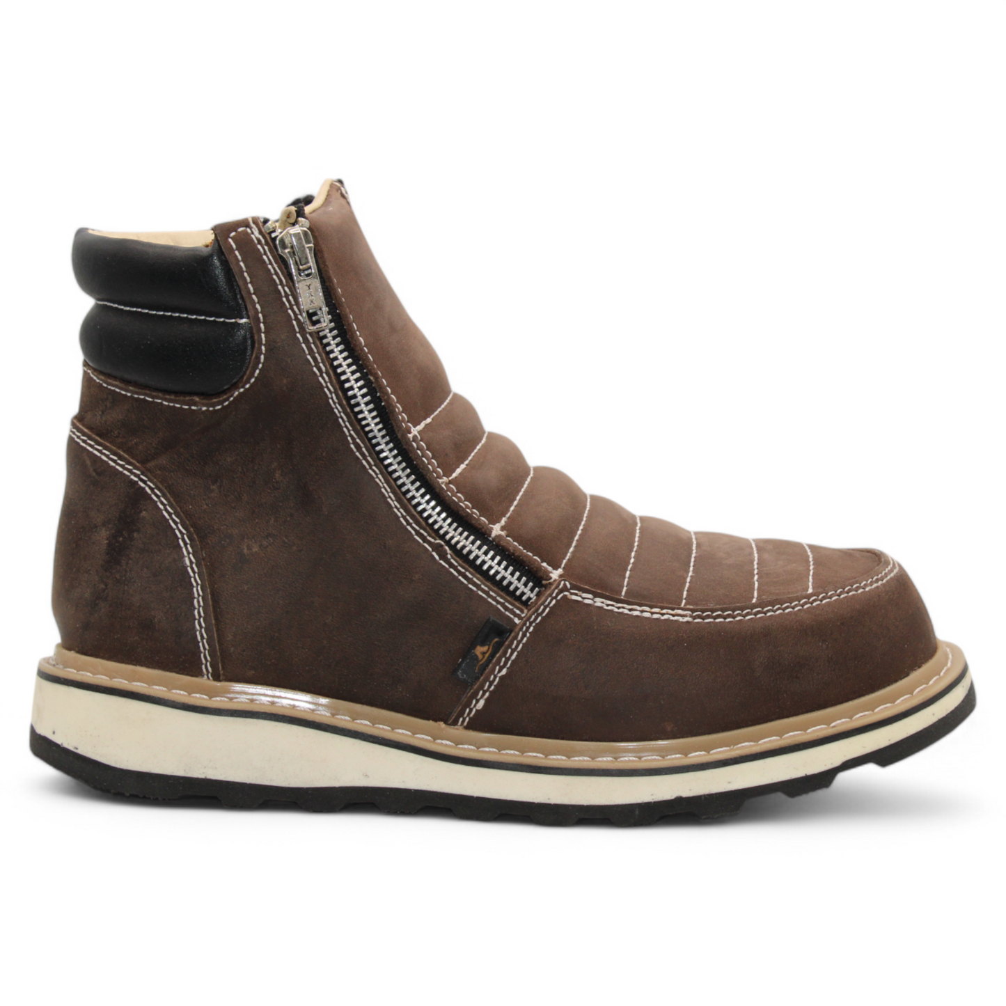 Men’s Double Zipper Leather Work Shoe – Round Toe | Soft Toe | Rubber Sole
