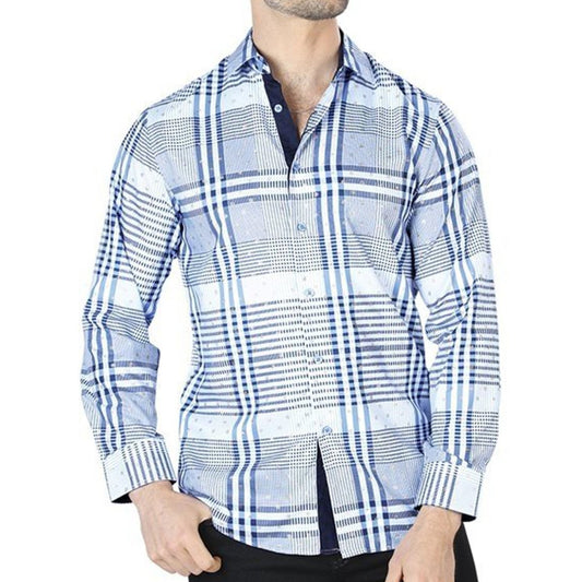 Camisa de Moda El Señor de los Cielos Color Azul y Blanco (44016)