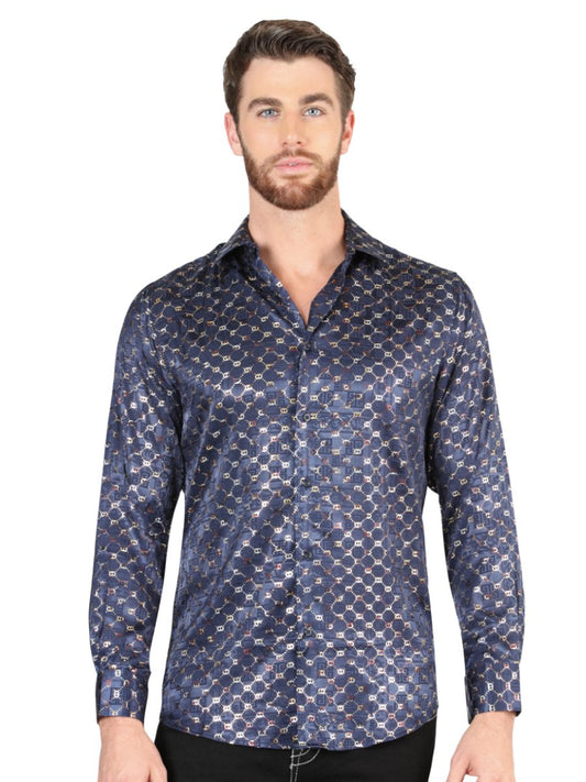 Camisa de Moda El Señor de los Cielos Color Navy/Gold (44548)