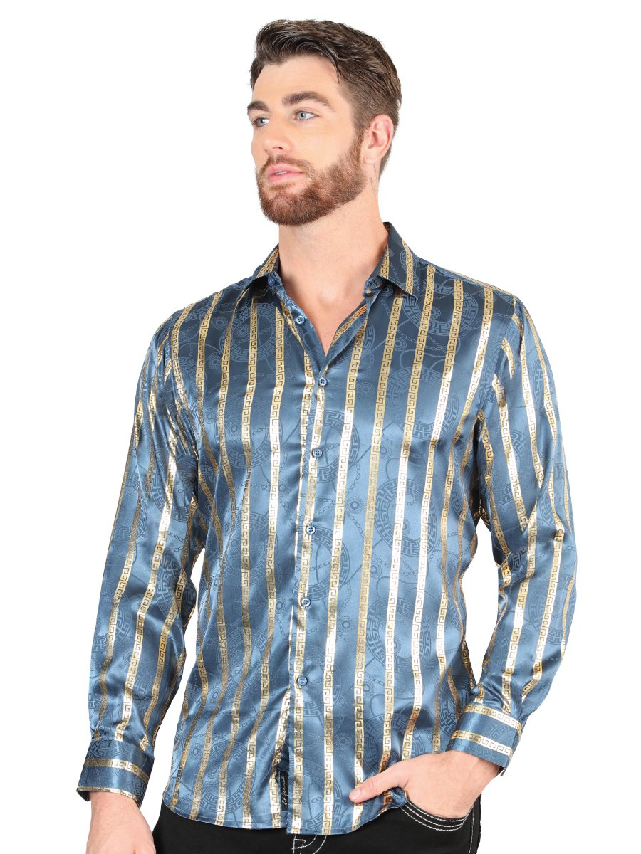 Camisa de Moda El Señor de los Cielos Color Teal/Gold (44580)