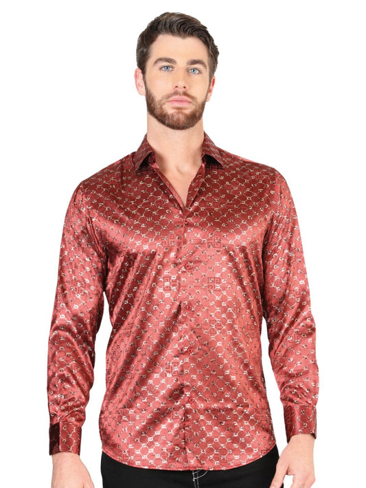 Camisa de Moda El Señor de los Cielos Color Vino y Gold (44546)