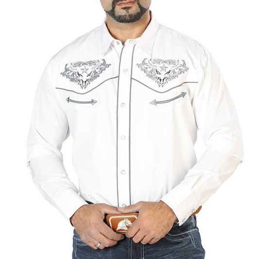 Camisa Vaquera Bordada El Señor de los Cielos Blanca (126677)