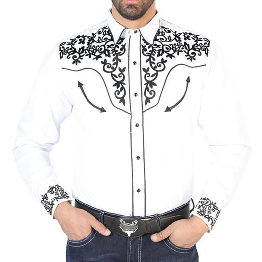 Camisa Vaquera Bordada El Señor de los Cielos Blanca (126702)