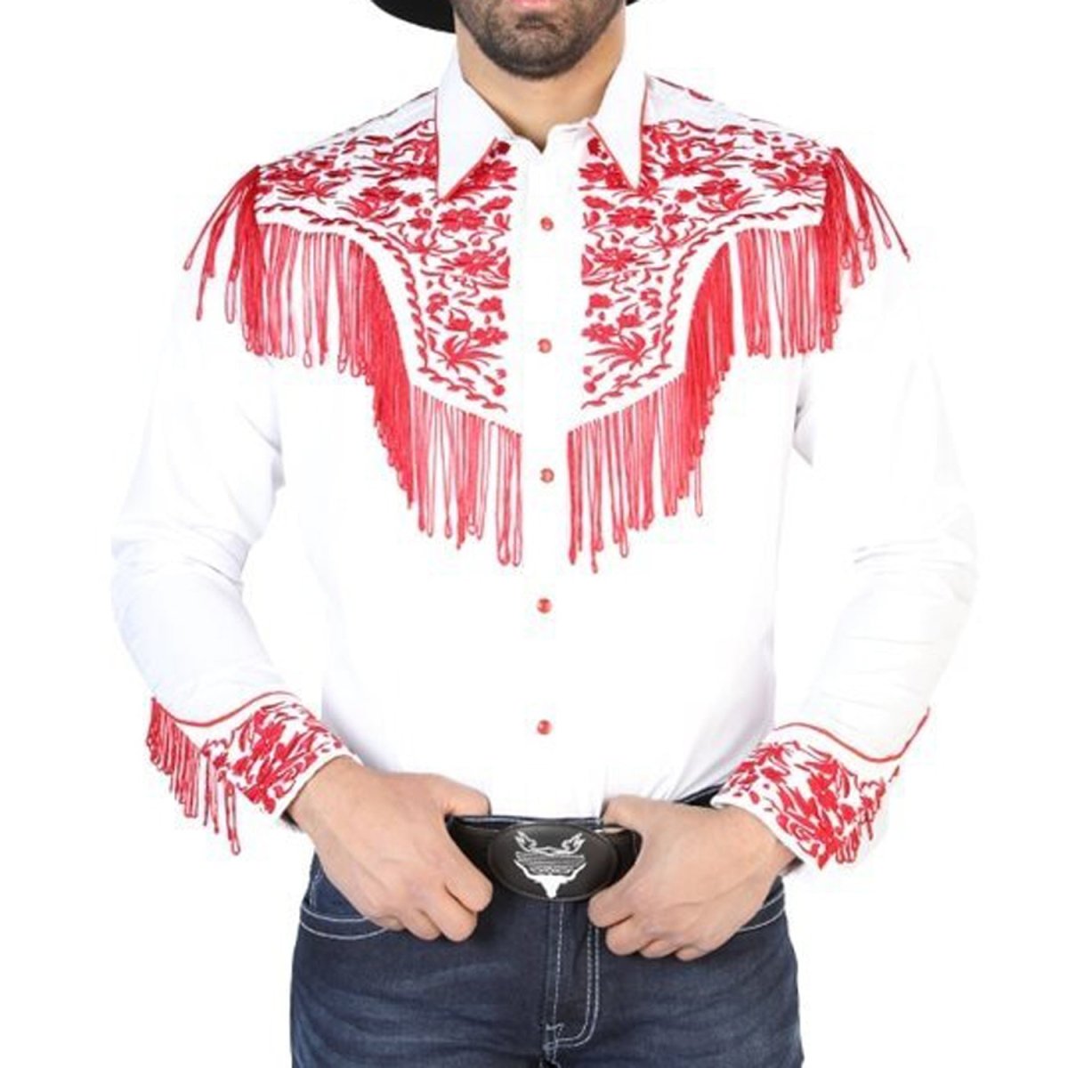 Camisa Vaquera Bordada El Señor de los Cielos Blanca (126708)