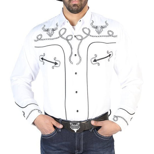 Camisa Vaquera Bordada El Señor de los Cielos Blanca (126712)