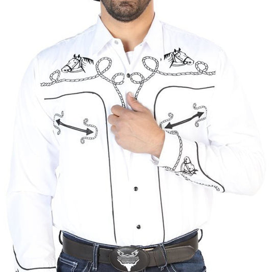 Camisa Vaquera Bordada El Señor de los Cielos Blanca (126715)