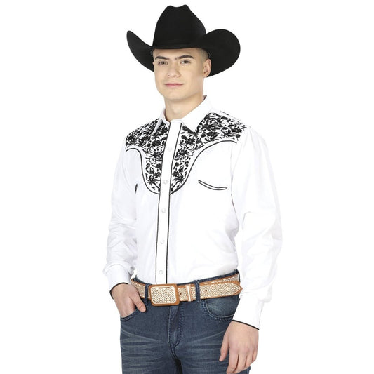 Camisa Vaquera Bordada El Señor de los Cielos Blanca (43300)