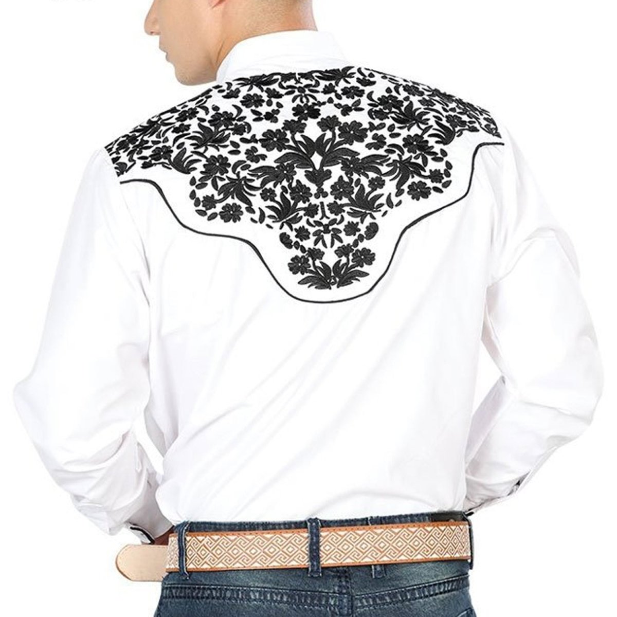 Camisa Vaquera Bordada El Señor de los Cielos Blanca (43300)