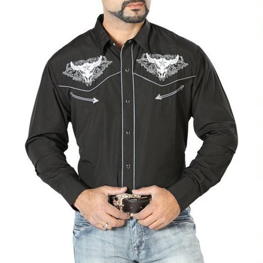 Camisa Vaquera Bordada El Señor de los Cielos Negra (126676)