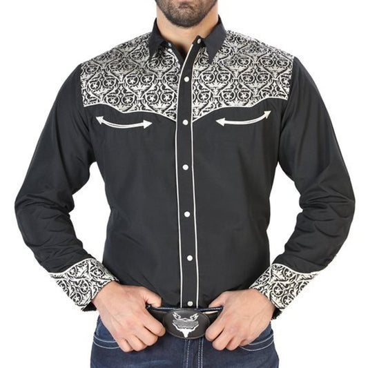 Camisa Vaquera Bordada El Señor de los Cielos Negra (126704)