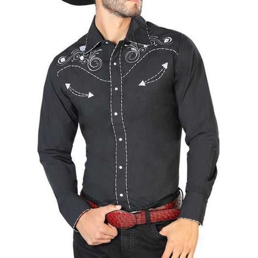 Camisa Vaquera Bordada El Señor de los Cielos Negra (42940)