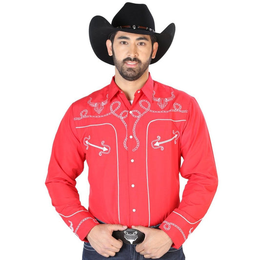 Camisa Vaquera Bordada El Señor de los Cielos Roja (126713)