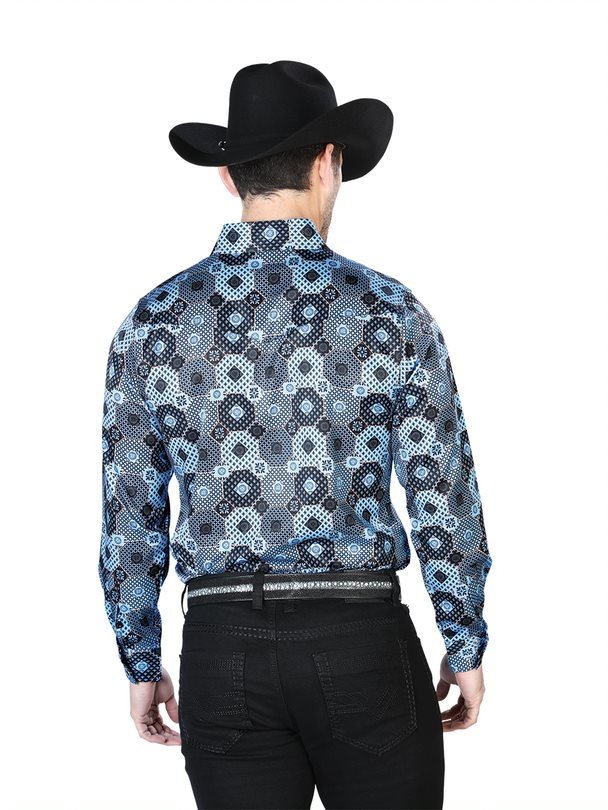 Camisa Vaquera de Moda El Señor de los Cielos Azul Estampada (43963)