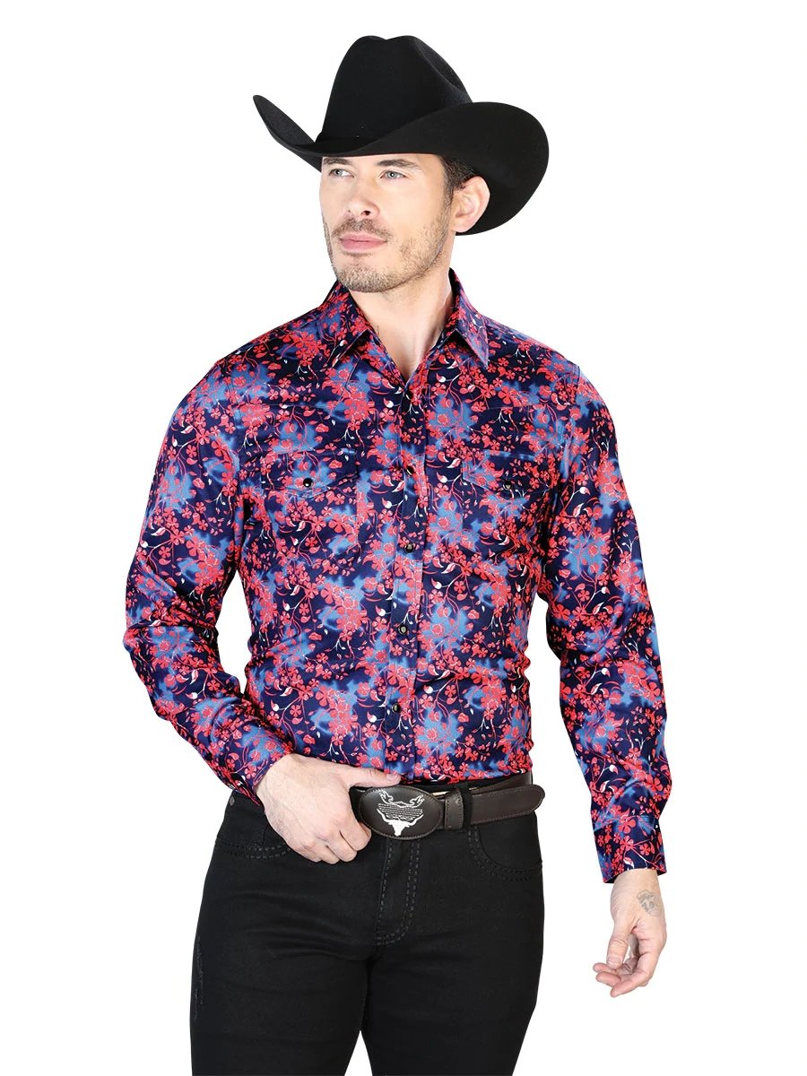 Camisa Vaquera de Moda El Señor de los Cielos Azul Floral (43956)