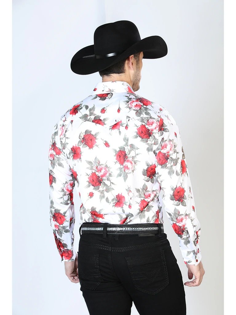 Camisa Vaquera de Moda El Señor de los Cielos Blanca con Flores (43935)