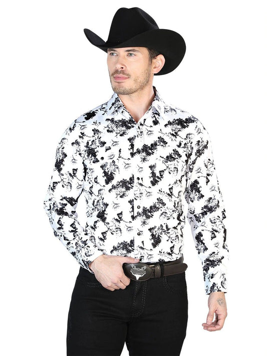 Camisa Vaquera de Moda El Señor de los Cielos Blanco y Negro (43952)