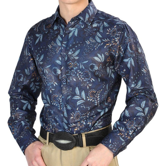 Camisa Vaquera de Moda El Señor de los Cielos Color Azul Marino (43870)