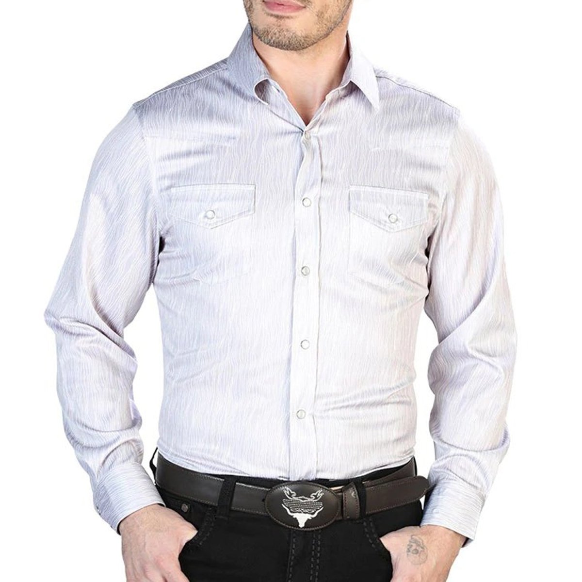 Camisa Vaquera de Moda El Señor de los Cielos Color Gris (43949)