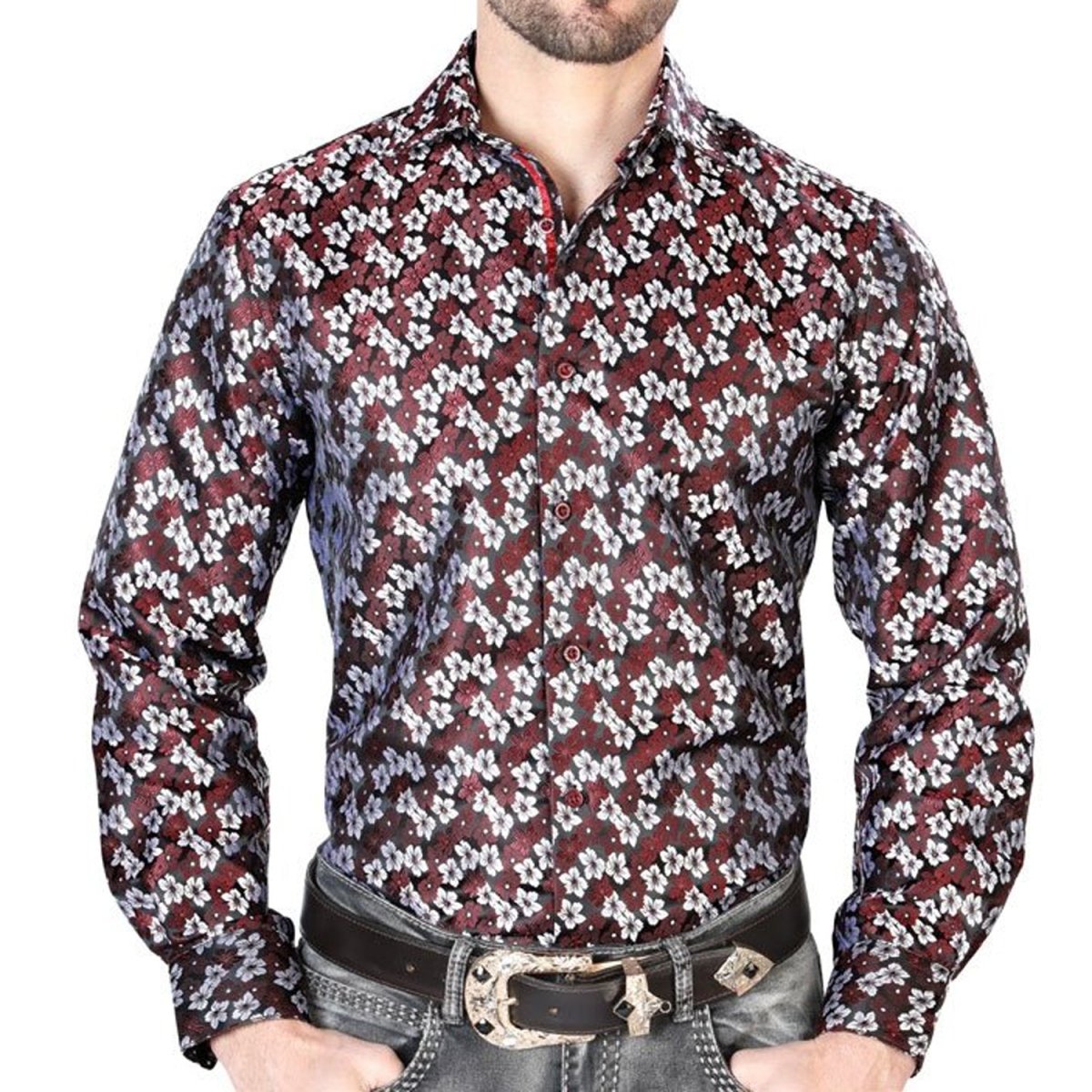 Camisa Vaquera de Moda El Señor de los Cielos Color Mamey (43713)