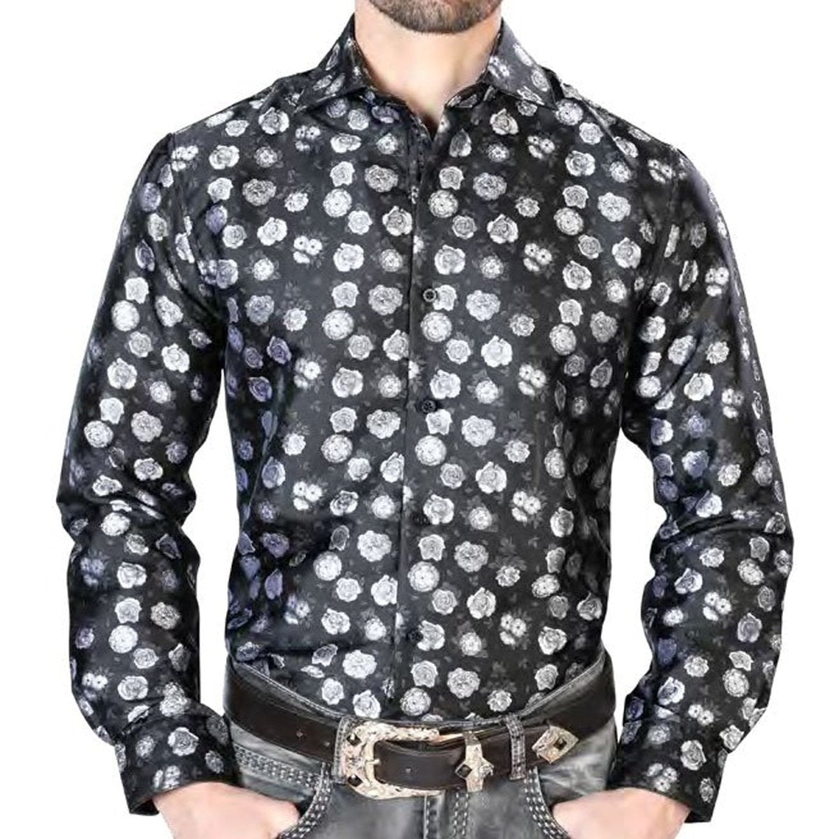 Camisa Vaquera de Moda El Señor de los Cielos Color Negro (43710)