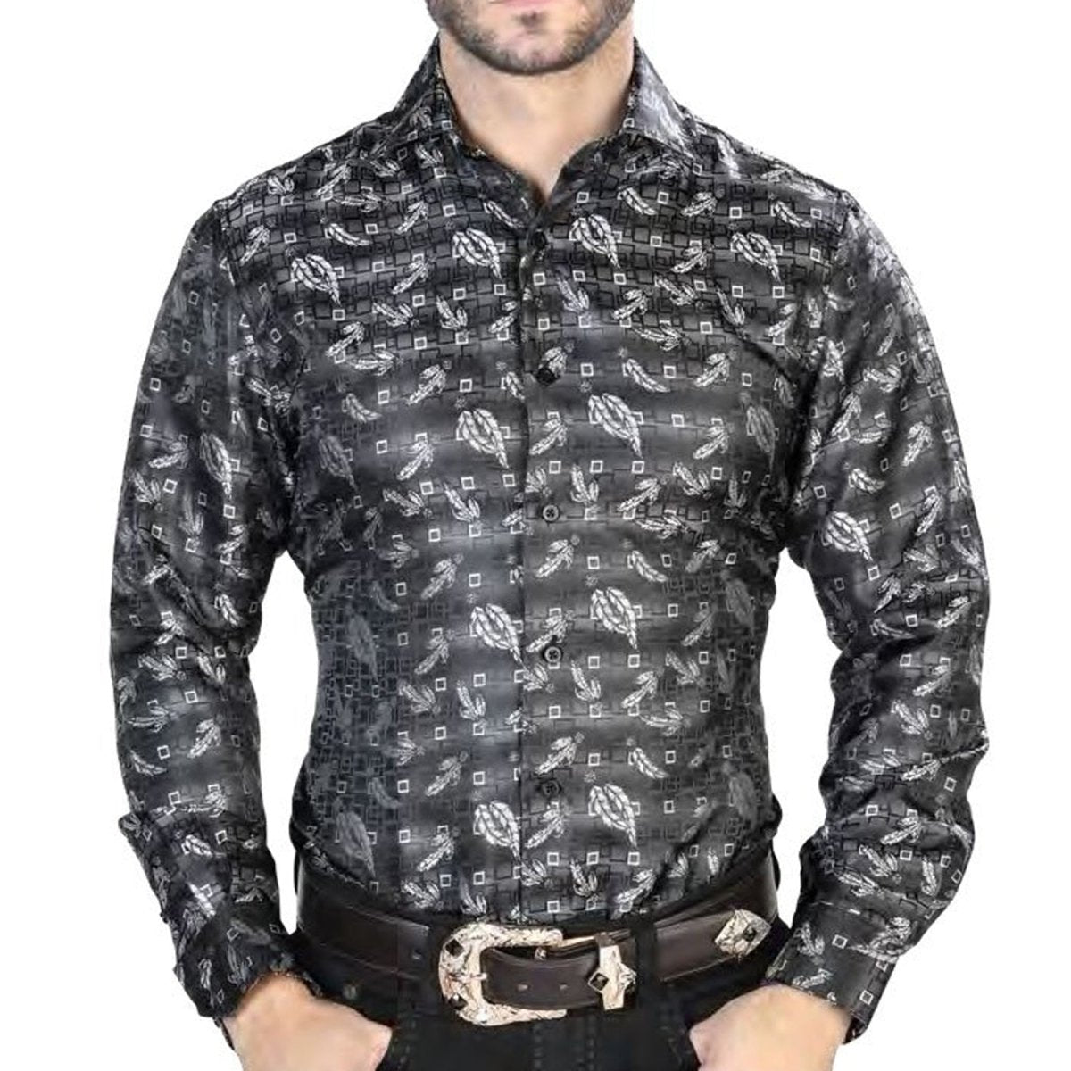 Camisa Vaquera de Moda El Señor de los Cielos Color Negro (43758)