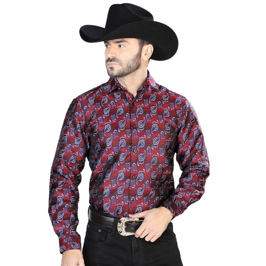 Camisa Vaquera de Moda El Señor de los Cielos Color Rojo-Azul (43761)