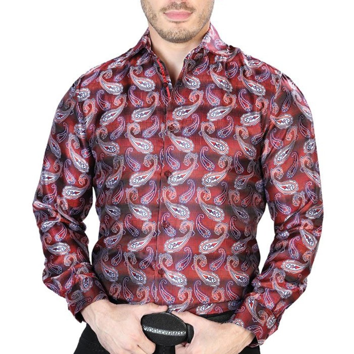 Camisa Vaquera de Moda El Señor de los Cielos Color Rojo-Azul (43766)