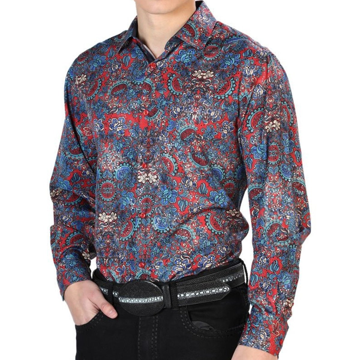 Camisa Vaquera de Moda El Señor de los Cielos Color Rojo (43867)