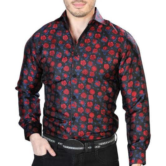 Camisa Vaquera de Moda El Señor de los Cielos Color Rojo y Negro (43703)