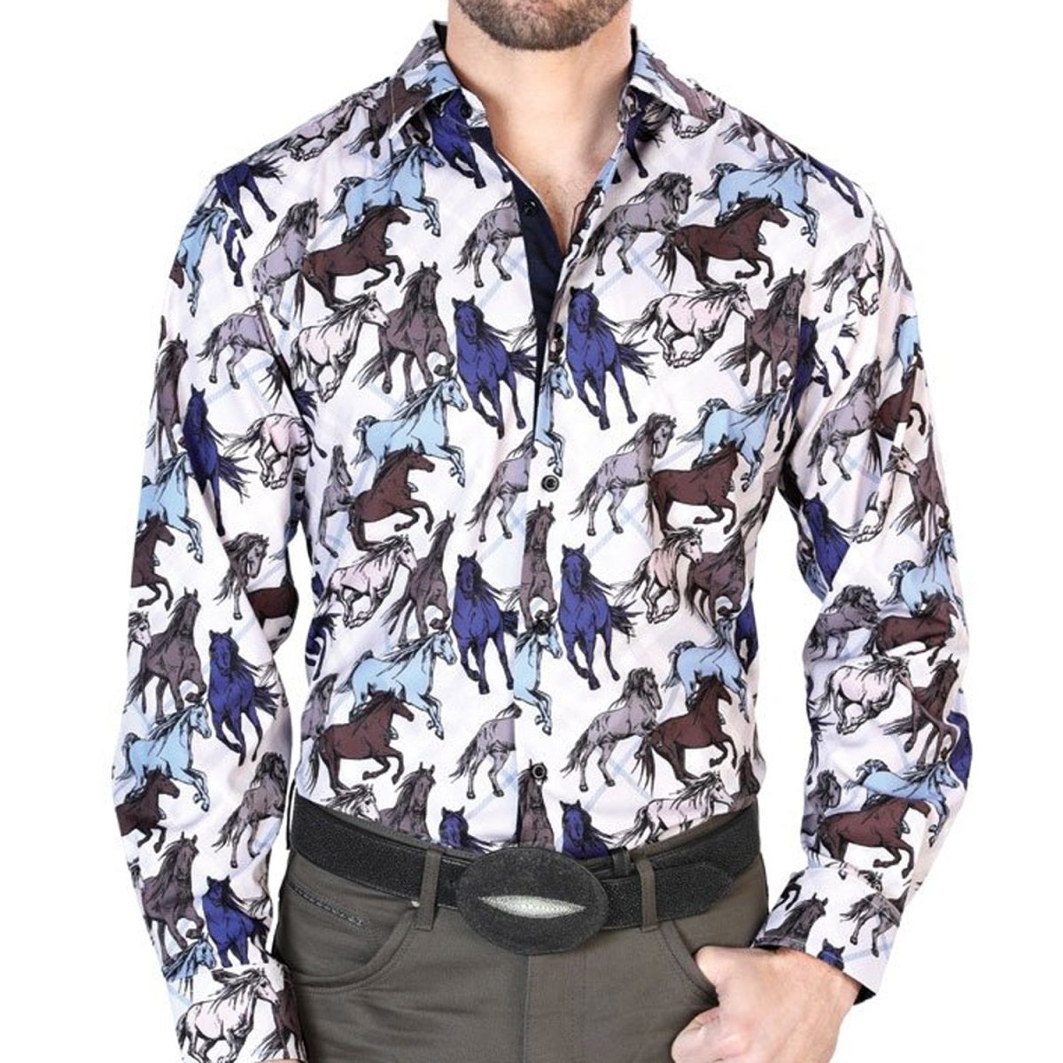 Camisa Vaquera de Moda El Señor de los Cielos Color Taupe (43692)