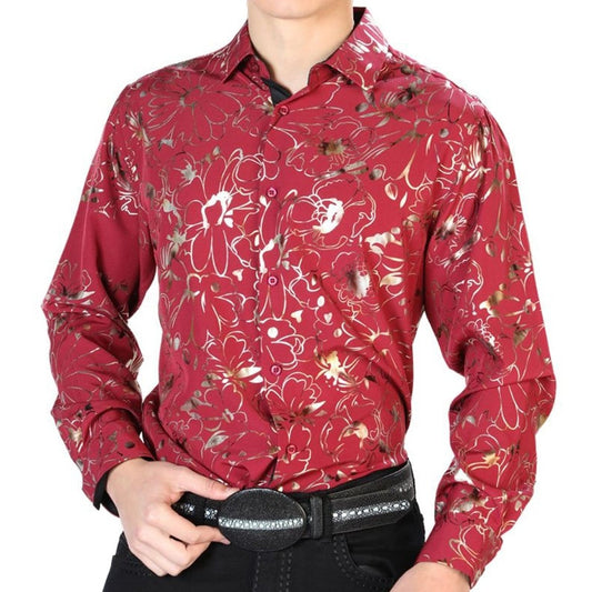 Camisa Vaquera de Moda El Señor de los Cielos Color Vino (43861)