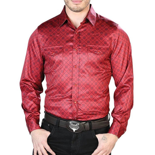 Camisa Vaquera de Moda El Señor de los Cielos Color Vino (43955)