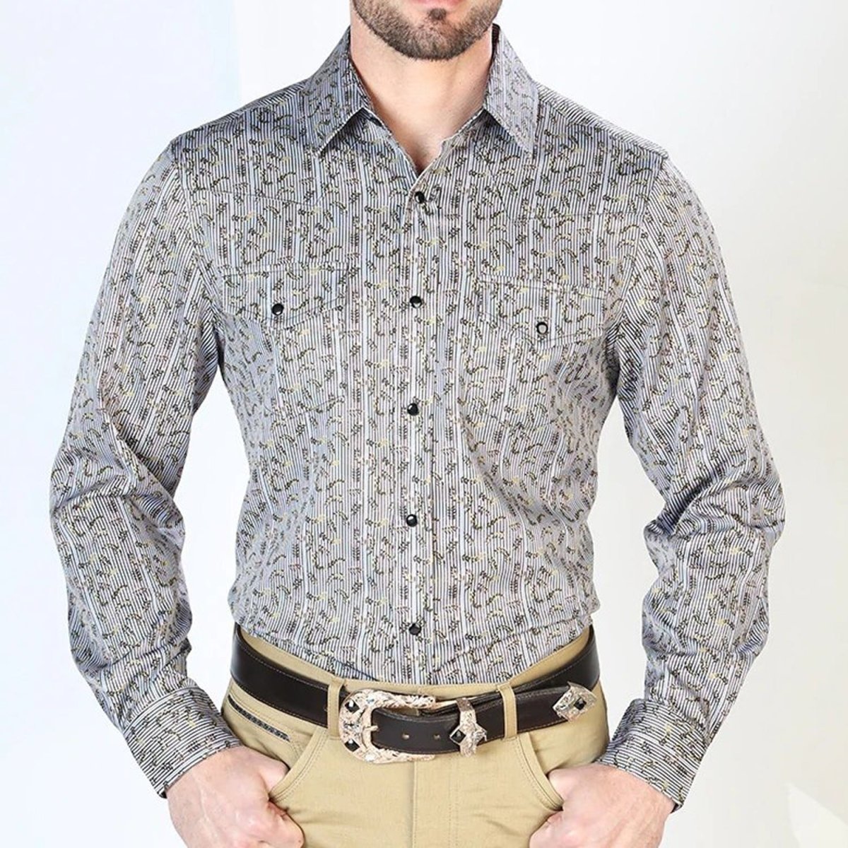 Camisa Vaquera de Moda El Señor de los Cielos Gris (43931)