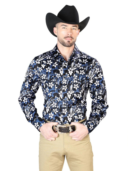 Camisa Vaquera de Moda El Señor de los Cielos Negra Floral (43954)