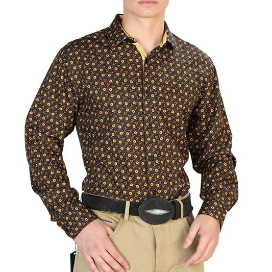 Camisa Vaquera de Moda El Señor de los Cielos Negra y Cafe (126262)