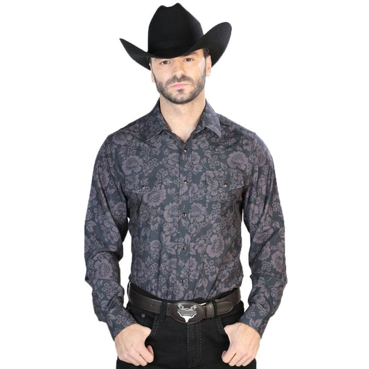 Camisa Vaquera de Moda El Señor de los Cielos Negro con Rosas (44100)