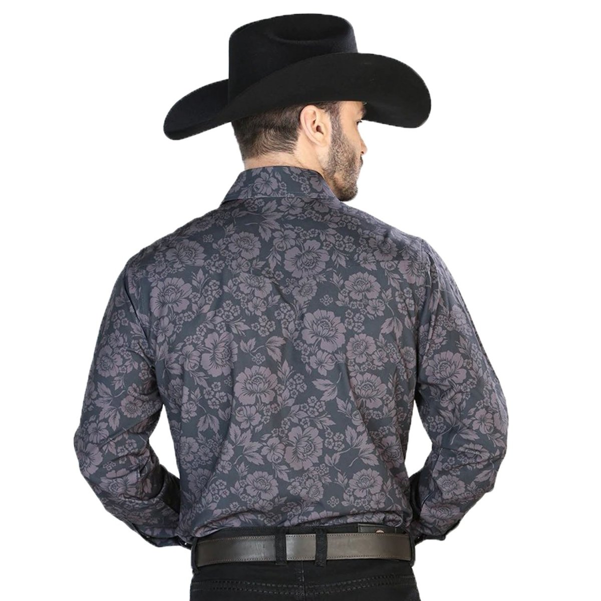 Camisa Vaquera de Moda El Señor de los Cielos Negro con Rosas (44100)